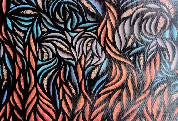 Abstract Sinewy Patina Night Giclee Print –   Canvas Art