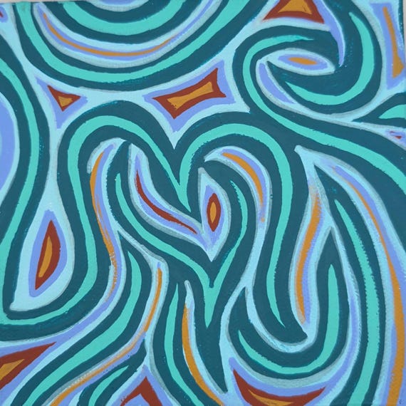Original Acrylic Painting: Colorful Abstract Spiral on 6x6 Inch Canvas
