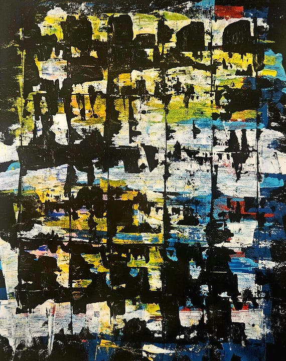 Fragmented Pulse– Original Acrylic on Heavy Duty 14x17 Paper (Frame Not Included)