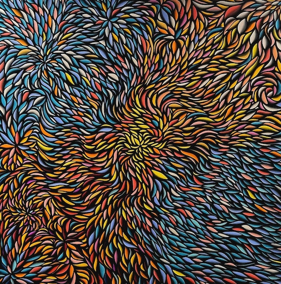 In Bloom- Abstract Expressionist Original Painting Acrylic on 48x48 inch Canvas Large Painting