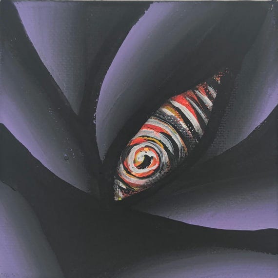Original Acrylic Painting: Colorful Abstract Spiral on 4x4 Inch Canvas