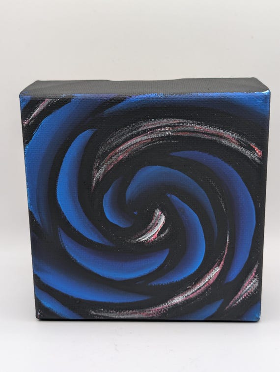 Original Acrylic Painting: Colorful Abstract Spiral on 4x4 Inch Canvas