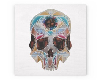 Art Deco Skull Wood Canvas
