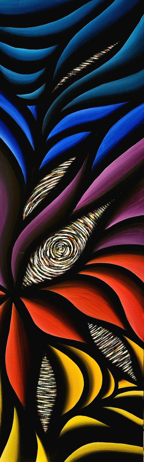 Rainbow - Colorful Acrylic Painting on 12x36 Canvas | Sinewy Design