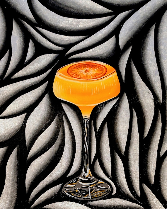 Champagne Cocktail Original Acrylic Painting on 18x24 Inch Canvas