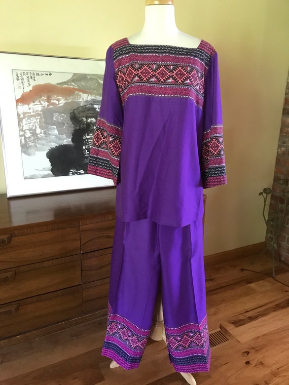 Alfred Shaheen wide leg pants and tunic top set. S