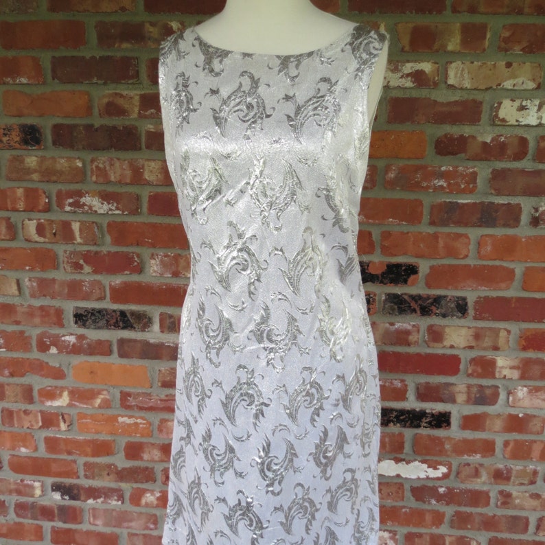 Vtg Silver Damask Lame Cocktail Dress. Glamourous Little Etsy