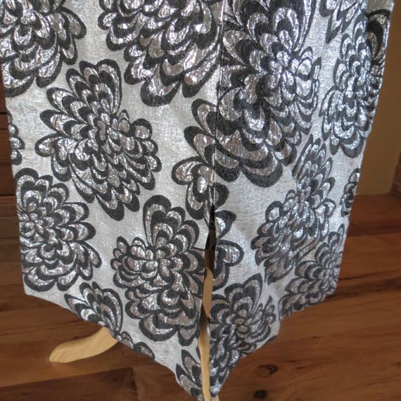 vintage maxi dress lame silver metallic brocade ,… - image 2