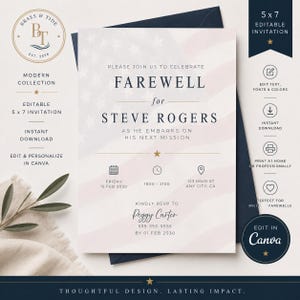 Editable Military Farewell Invitation Template | 5x7 Canva Send Off Party Invite | Deployment, Basic Training, PCS, Military Going Away PDF