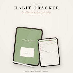 Habit Tracker Printable Daily Routine Builder Goal Journal Streak Log Self Improvement PDF Digital