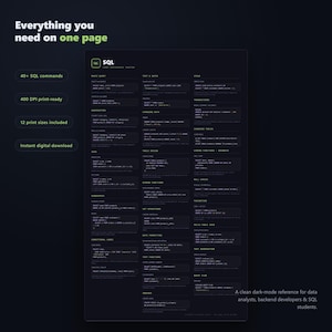 SQL Cheat Sheet Poster - features
