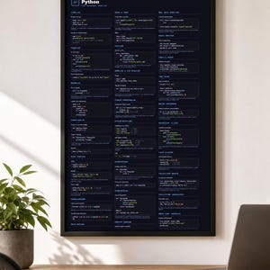 Python Cheat Sheet Poster, Developer Reference Guide, Programming Wall Art, Coding Gift, Instant Download image 2