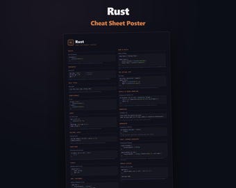 Rust Cheat Sheet Poster, Rustacean Developer Reference Guide, Ownership Syntax Chart, Coding Wall Art, Digital Download