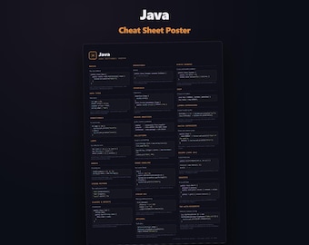 Affiche récapitulative Java, guide de référence pour développeurs, tableau de syntaxe orientée objet, décoration murale pour développeurs, décoration de bureau, téléchargement numérique