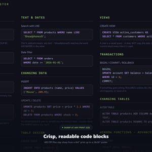 SQL Cheat Sheet Poster - close-up detail
