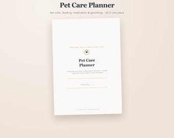 Pet Care Planner Printable, Vet Visit Log, Feeding Schedule, Medication Tracker, Grooming Log, Digital Download PDF