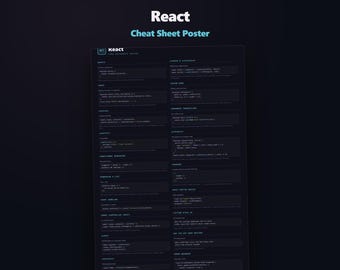 React-Spickzettel-Poster, Frontend-Entwickler-Referenzhandbuch, JSX-Hooks-Syntaxdiagramm, Programmier-Wandbild, Bürodekoration, Digitaler Download