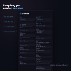 TypeScript Cheat Sheet Poster - features