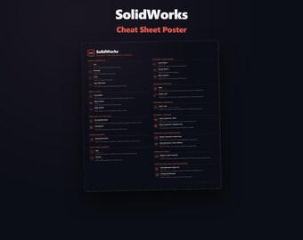 SolidWorks Command Reference Poster, CAD Feature Guide, Mechanical Engineering Chart, Coding Wall Art, Office Decor, Digital Download