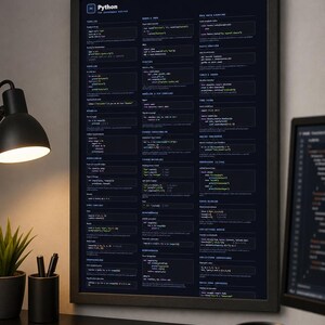 Python Cheat Sheet Poster, Developer Reference Guide, Programming Wall Art, Coding Gift, Instant Download image 4