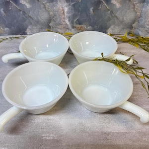 Anchor Hocking Fire King Milk Glass Bowls With Handle - Etsy