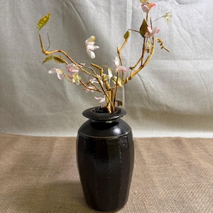 Small Faceted Tenmoku Vase in Leach/Mingei Tradition