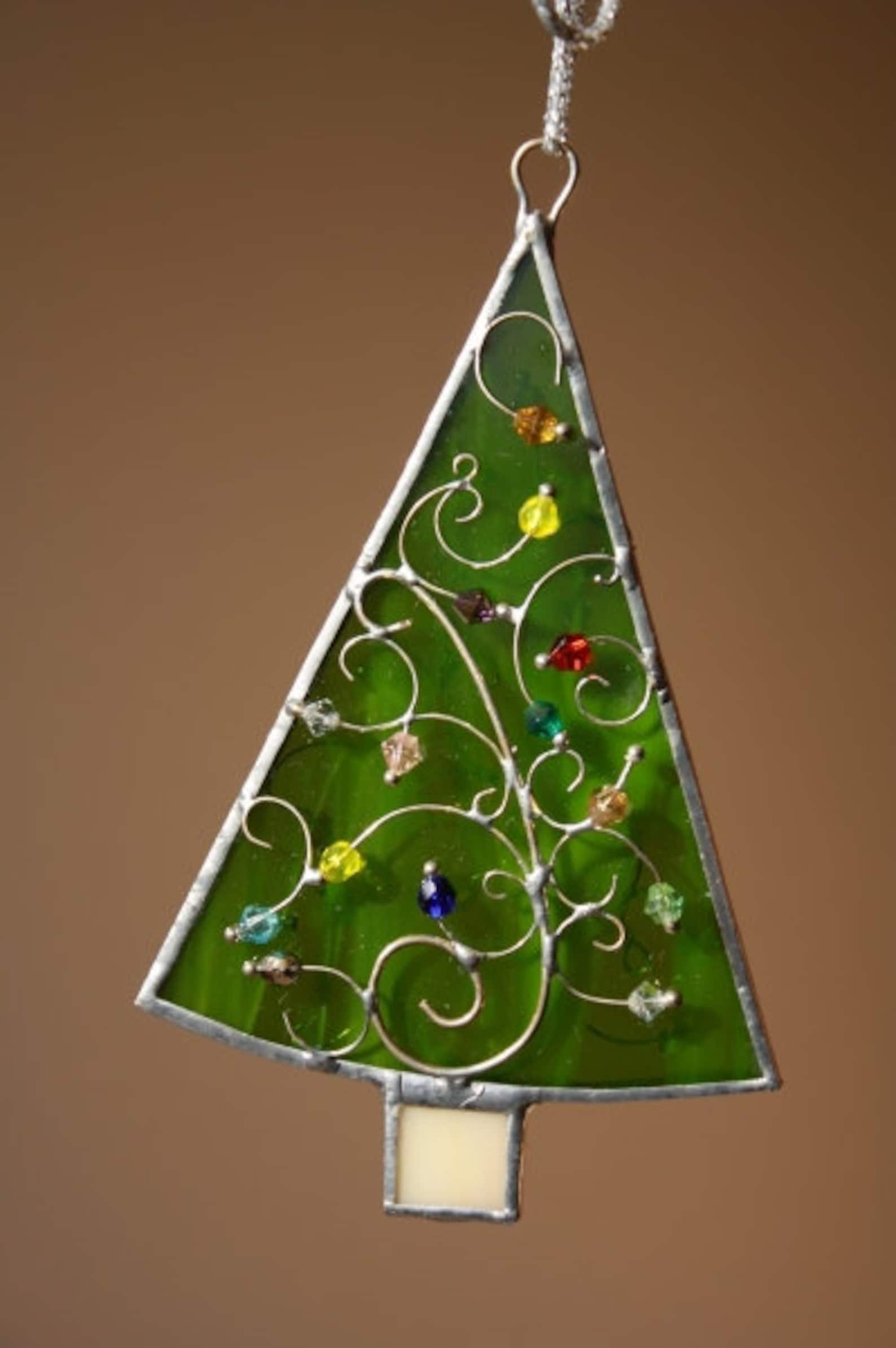 Stained Glass Christmas Tree Ornaments  Etsy