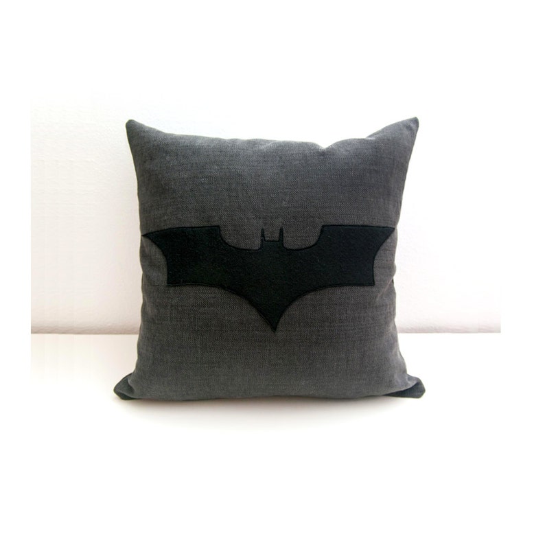 Batman cushion cover grey and black decorative pillow nerd Etsy