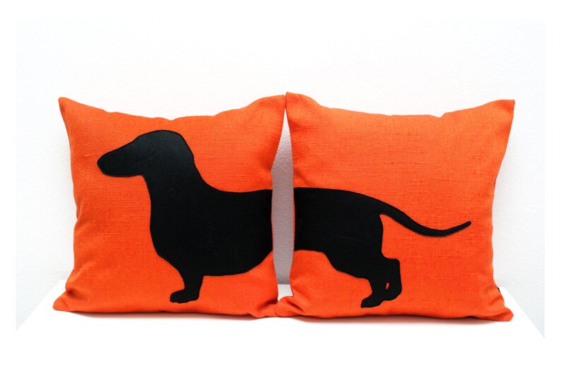 Sausage Dog Cushion Covers Personalized Pillows Tangerine Etsy