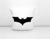 Batman cushion cover, white and black, dorm pillow, decorative pillow, nerd pillow, sofa pillow, cojín del sofá, almofadas
