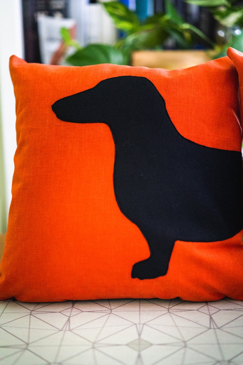 Sausage Dog Cushion Covers Personalized Pillows Tangerine Etsy