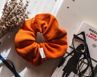 Deep orange scrunchie extra large with furniture fabrics, different colored scrunchies