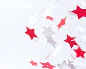 Star mobile white and red, home decoration, paper mobile, nursery decor, valentine's day, estrellas, mother's day gift, personalized gift