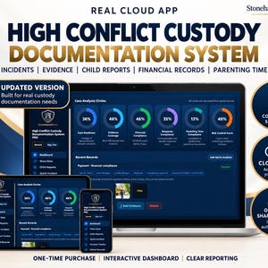 High Conflict Custody Documentation App | Visitation Tracker, Incident Log, Evidence Organizer, Co Parenting Court Records & Cloud Sync