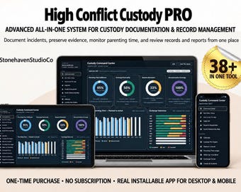 High Conflict Custody Documentation App Visitation Tracker Incident Log Evidence Organizer Child Support Co Parenting Court Records Expenses