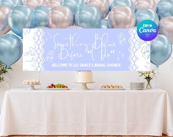 Something Blue Before I Do Bridal Shower Banner, Editable Canva Template, Instant Download
