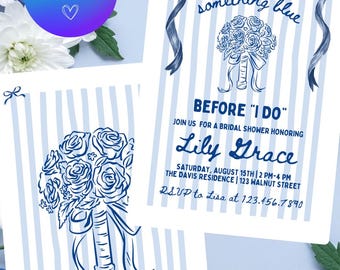 Something Blue Before I Do Bridal Shower Invitation, Instant Download, Editable Template