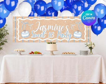 Coquette Sweet 16 Birthday Banner