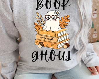 Ghost Reading Halloween PNG, Book Lover Ghost Sublimation Digital Download