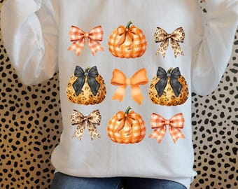 Watercolor Pumpkin and Bows PNG, Preppy Pumpking PNG (Digital Download)