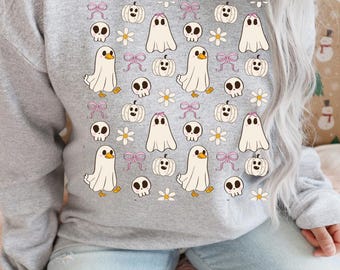 Coquette Halloween Ghosts PNG, Bows, Pumpkins, Skulls (Digital Download)