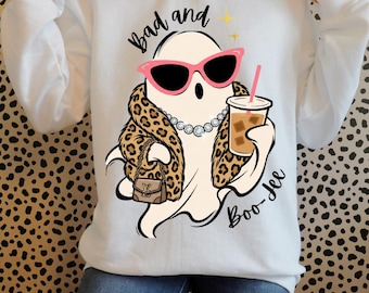 Bad and Boojee Leopard Ghost PNG, Coquette Halloween Fashion Design (Digital Download)