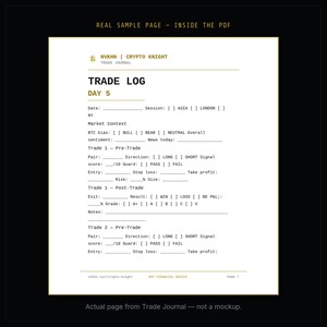 Crypto Trade Journal PDF | Trading Log + Win Rate Tracker | Performance Journal | Digital Download image 5