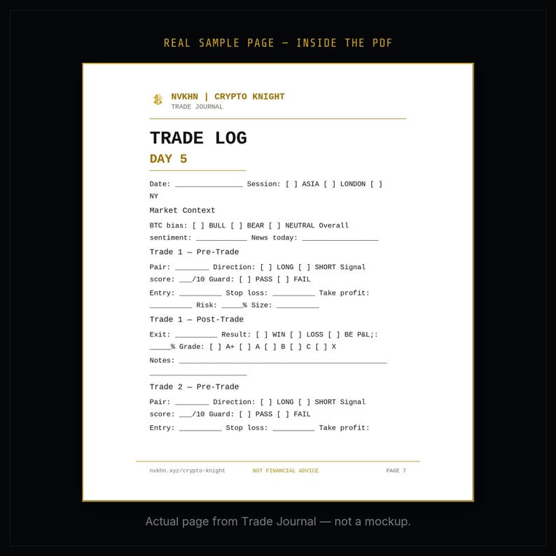 Crypto Trade Journal PDF | Trading Log + Win Rate Tracker | Performance Journal | Digital Download image 5