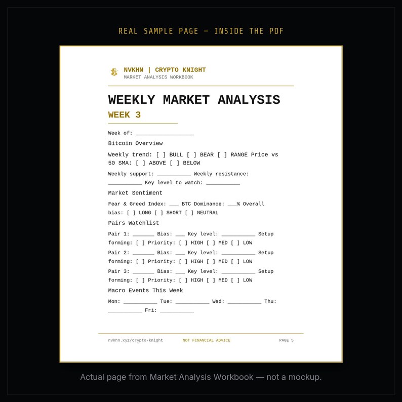 Crypto Market Analysis Workbook PDF | Top-Down Trend Structure + Trade Thesis Builder | Digital Download image 5