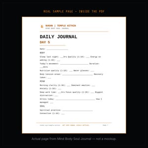 Sinne Kropp Själ Journal PDF | Holistisk Wellness Planner | Daglig Självvårdsrapportering | Wellnessrutin | Digital Nedladdning bild 5