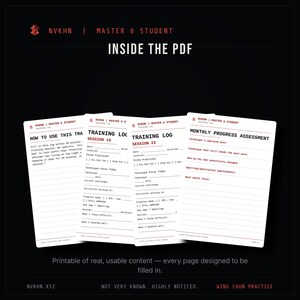 Martial Arts Training Log PDF | Session Tracker + Monthly Review | BJJ MMA Wing Chun | Digital Download image 4