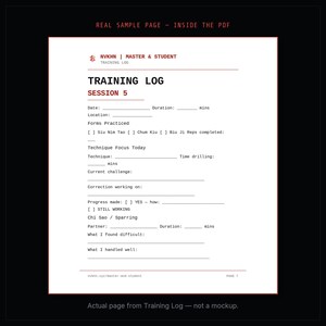 Martial Arts Training Log PDF | Session Tracker + Monthly Review | BJJ MMA Wing Chun | Digital Download image 5