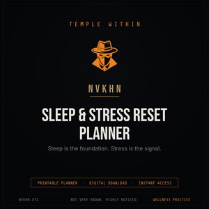 Planificateur de sommeil et de gestion du stress (PDF) | Suivi de la routine du soir + Journal du sommeil | Journal de gestion du stress | Téléchargement numérique image 1