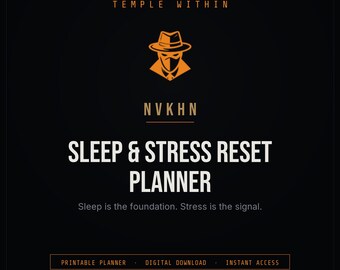 Planificateur de sommeil et de gestion du stress (PDF) | Suivi de la routine du soir + Journal du sommeil | Journal de gestion du stress | Téléchargement numérique